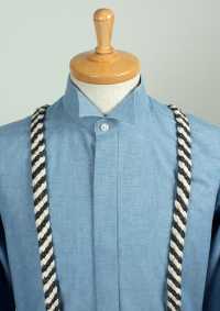 AT-4ST-NW Albert Thurston Suspenders Navy Blue White Linen Braid[Formal Accessories] ALBERT THURSTON Sub Photo